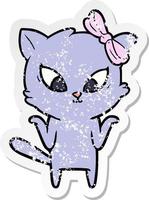 noodlijdende sticker van een cartoonkat vector