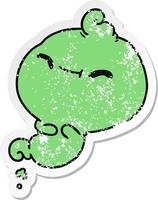 verontruste sticker cartoon van kawaii enge geest vector