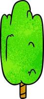 getextureerde cartoon doodle enkele groene boom vector
