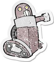 retro noodlijdende sticker van een cartoon tankrobot vector