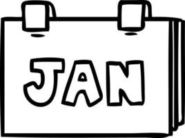 lijntekening doodle van een kalender met jan vector