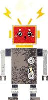 retro illustratie stijl cartoon robot storing vector