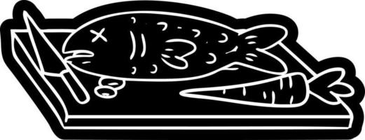 cartoon icoon tekening van een snijplank voor eten vector