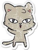 noodlijdende sticker van een cartoonkat vector