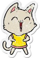 noodlijdende sticker van een happy cartoon kat vector