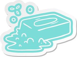 cartoon sticker van een borrelende zeep vector