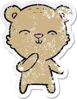 noodlijdende sticker van een happy cartoon beer vector