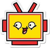 sticker van een schattig cartoon robothoofd vector