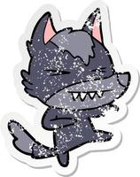 verontruste sticker van een boze wolf cartoon vector