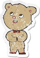 retro noodlijdende sticker van een cartoon schattige teddybeer vector