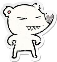 verontruste sticker van een cartoon van een boze ijsbeer vector