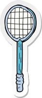 sticker van een cartoon oud tennisracket vector