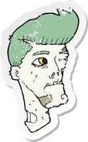 retro noodlijdende sticker van een cartoon zombie vector