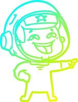 koude gradiënt lijntekening cartoon lachende astronaut vector