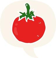 cartoon tomaat en tekstballon in retro stijl vector