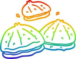 regenbooggradiënt lijntekening cartoon verse oesters vector