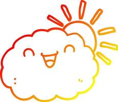 warme gradiënt lijntekening happy cartoon cloud vector