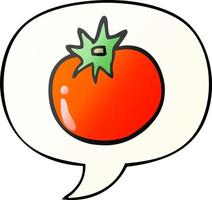 cartoon tomaat en tekstballon in vloeiende verloopstijl vector