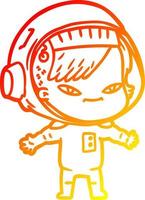 warme gradiënt lijntekening cartoon astronaut vrouw vector