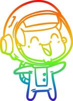 regenbooggradiënt lijntekening happy cartoon astronaut vector