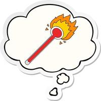 cartoonthermometer en tekstballon als gedrukte sticker vector