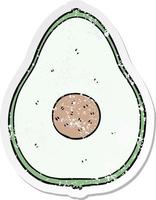 noodlijdende sticker van een cartoon-avocado vector