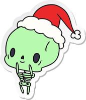kerst sticker cartoon van kawaii skelet vector
