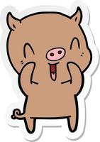 sticker van een happy cartoon varken vector
