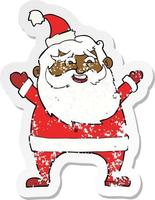 retro noodlijdende sticker van een vrolijke kerstman-cartoon vector
