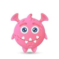 grappig rond roze cartoonmonster met twee ogen voor Halloween-decoraties voor kinderen vector