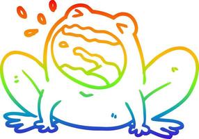 regenbooggradiënt lijntekening cartoon kikker schreeuwen vector