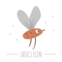 vector hand getekend plat vliegend rood insect. grappig bosvliegpictogram. schattige bos dierlijke illustratie voor kinderen ontwerp, print, briefpapier