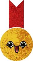 retro illustratie stijl cartoon gouden medaille vector