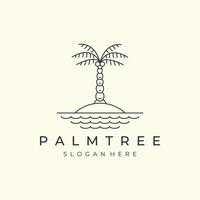 natuur palmboom met minimalistische lineaire stijl logo pictogram sjabloonontwerp. kokospalm, dadelpalm, vectorillustratie vector