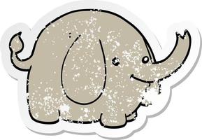 verontruste sticker van een cartoonolifant vector