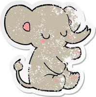 verontruste sticker van een cartoonolifant vector