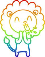 regenbooggradiënt lijntekening happy cartoon leeuw vector