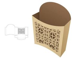 fritescontainer met gestencild patroon gestanst sjabloon en 3D-mockup vector