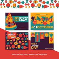 1 oktober wereld vegetarische dag poster, achtergrond, vector set collectie