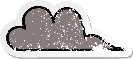 verontruste sticker van een schattige cartoon onweerswolk vector
