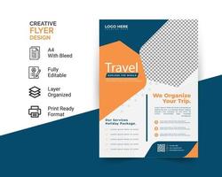 flyerontwerp voor tour- en reisbureau. kan worden aangepast aan brochure, jaarverslag, tijdschrift, poster,