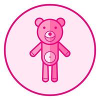 teddybeer. roze baby pictogram op een witte achtergrond, lijn kunst vector design.