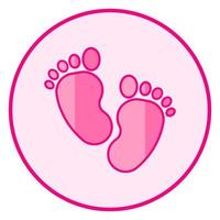 voetafdruk. roze baby pictogram op een witte achtergrond, lijn kunst vector design.