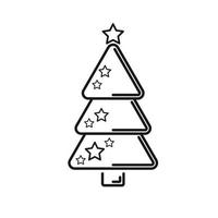 kerstboom, vector lijn pictogram op een witte achtergrond.