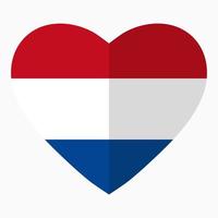 vlag van nederland in de vorm van hart, vlakke stijl, symbool van liefde voor zijn land, patriottisme, pictogram voor onafhankelijkheidsdag. vector