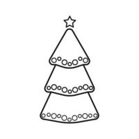 kerstboom, vector lijn pictogram op een witte achtergrond.