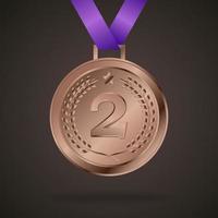 bronzen medaille geïsoleerd op een achtergrond vector