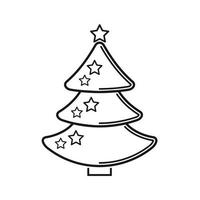 kerstboom, vector lijn pictogram op een witte achtergrond.