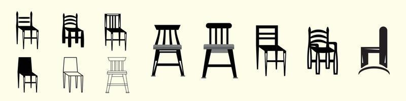 vector collectie van stoelen, stoelen, stoel en zitplaatsen iconen set illustratie, meubellijn icon set, stoel icoon, set van platte illustraties van stoelen, lege bureaustoel, pixel perfect