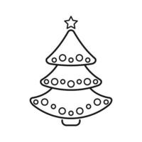 kerstboom, vector lijn pictogram op een witte achtergrond.